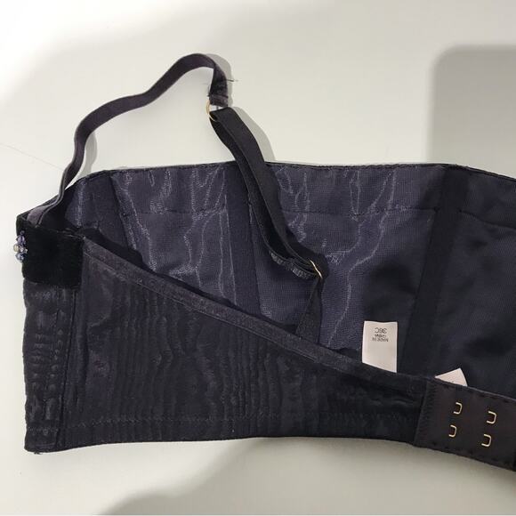 VTG Victoria Secret Balconette Shelf Corset Push Up Bra Velvet Rhinestone 36C - Picture 8 of 14